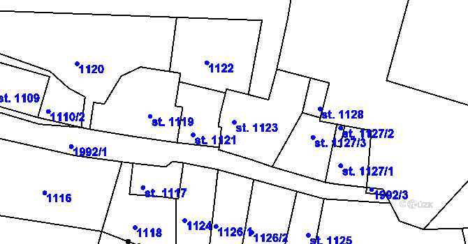 Parcela st. 1123 v KÚ Bechyně, Katastrální mapa
