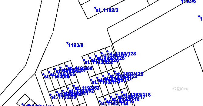 Parcela st. 1193/127 v KÚ Bechyně, Katastrální mapa