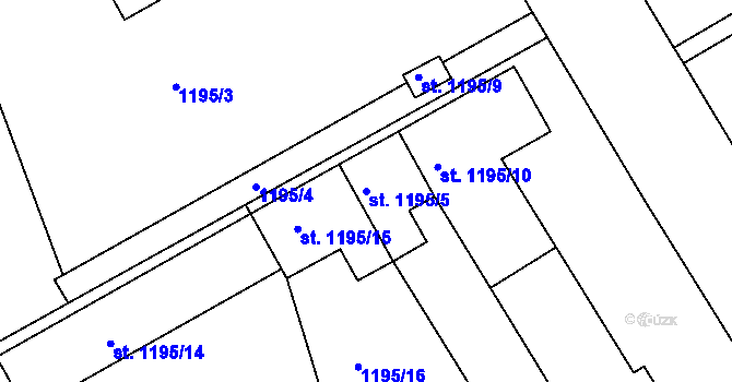Parcela st. 1195/5 v KÚ Bechyně, Katastrální mapa
