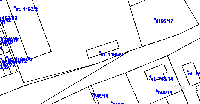 Parcela st. 1195/6 v KÚ Bechyně, Katastrální mapa