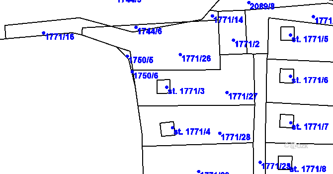 Parcela st. 1771/3 v KÚ Bechyně, Katastrální mapa