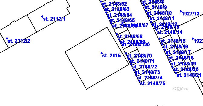 Parcela st. 2115 v KÚ Bechyně, Katastrální mapa