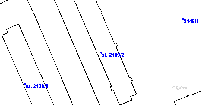 Parcela st. 2119/2 v KÚ Bechyně, Katastrální mapa