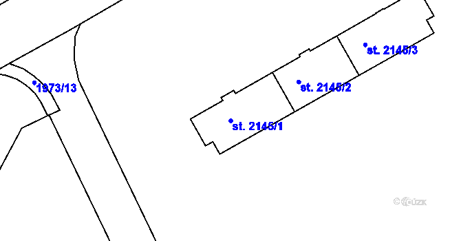 Parcela st. 2145/1 v KÚ Bechyně, Katastrální mapa