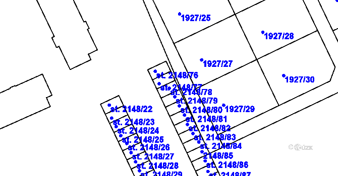 Parcela st. 2148/78 v KÚ Bechyně, Katastrální mapa