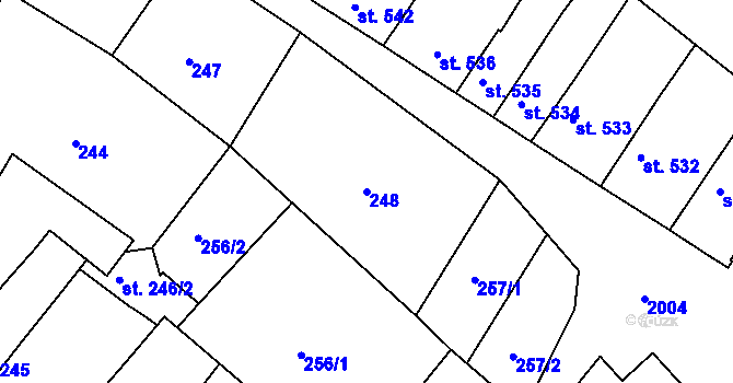 Parcela st. 248 v KÚ Bechyně, Katastrální mapa