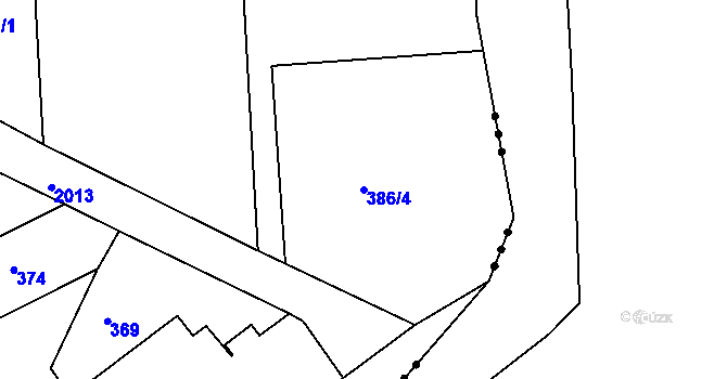Parcela st. 386/4 v KÚ Bechyně, Katastrální mapa