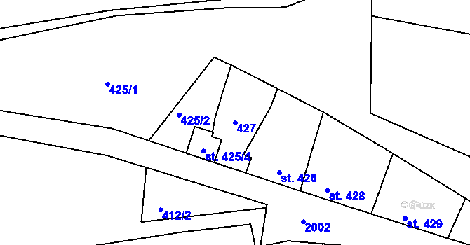 Parcela st. 427 v KÚ Bechyně, Katastrální mapa