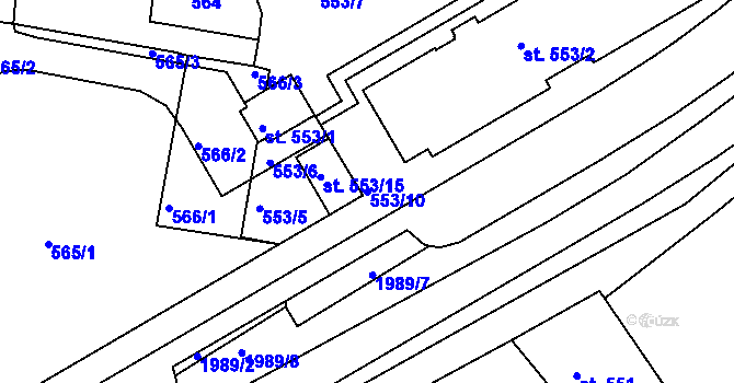 Parcela st. 553/10 v KÚ Bechyně, Katastrální mapa
