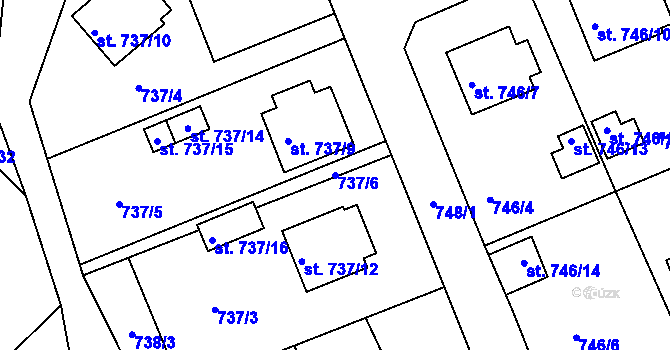 Parcela st. 737/6 v KÚ Bechyně, Katastrální mapa