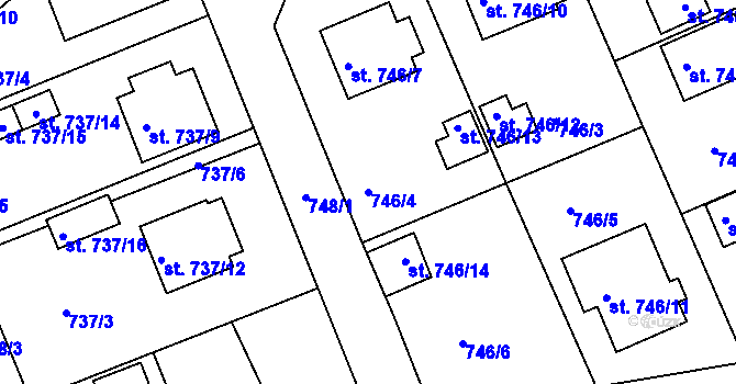 Parcela st. 746/4 v KÚ Bechyně, Katastrální mapa