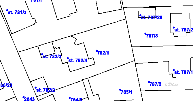 Parcela st. 782/1 v KÚ Bechyně, Katastrální mapa