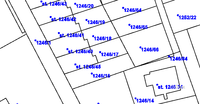 Parcela st. 1246/17 v KÚ Bechyně, Katastrální mapa