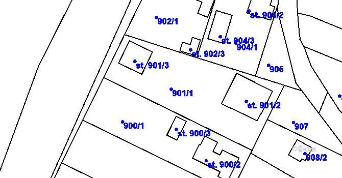 Parcela st. 901/1 v KÚ Bechyně, Katastrální mapa