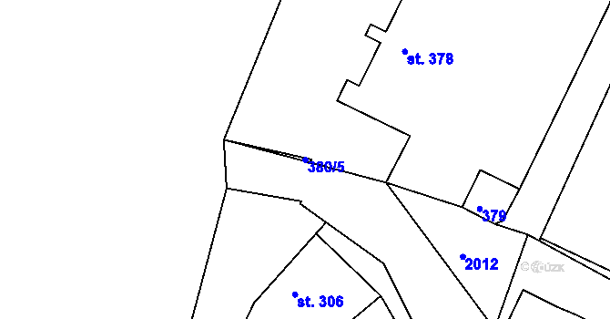 Parcela st. 380/5 v KÚ Bechyně, Katastrální mapa