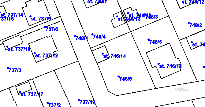 Parcela st. 746/14 v KÚ Bechyně, Katastrální mapa
