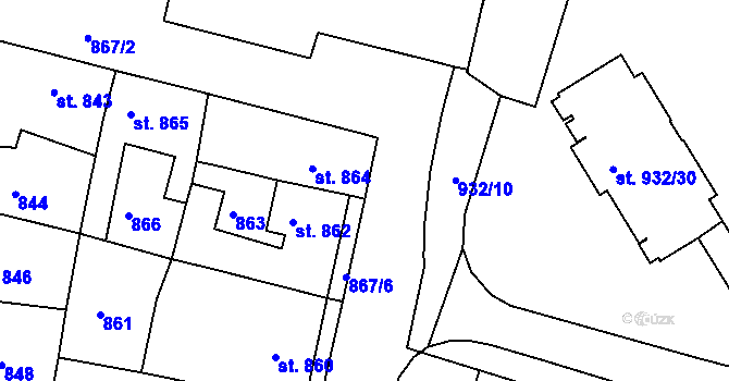 Parcela st. 867/7 v KÚ Bechyně, Katastrální mapa
