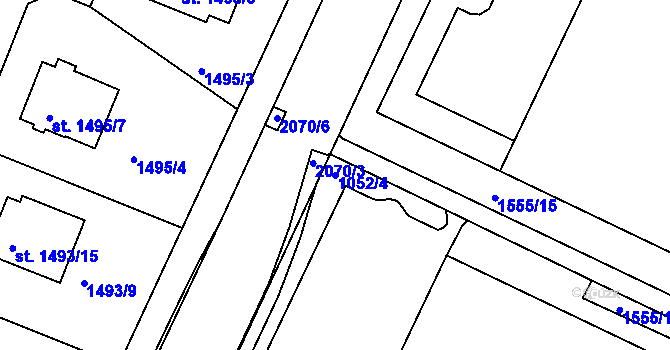 Parcela st. 1052/4 v KÚ Bechyně, Katastrální mapa
