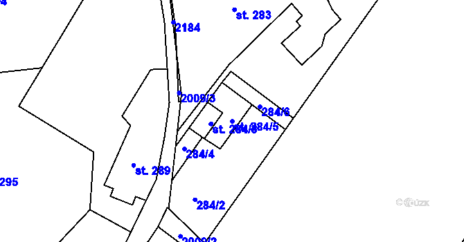 Parcela st. 284/5 v KÚ Bechyně, Katastrální mapa