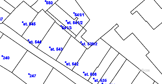 Parcela st. 539/2 v KÚ Bechyně, Katastrální mapa