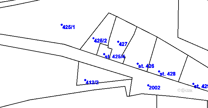 Parcela st. 425/4 v KÚ Bechyně, Katastrální mapa