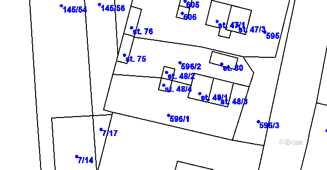 Parcela st. 48/4 v KÚ Senožaty u Bechyně, Katastrální mapa