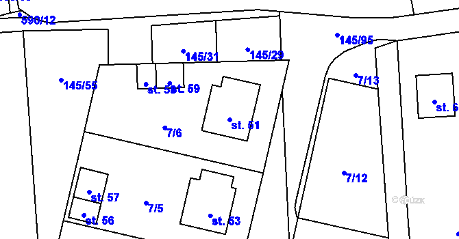 Parcela st. 51 v KÚ Senožaty u Bechyně, Katastrální mapa