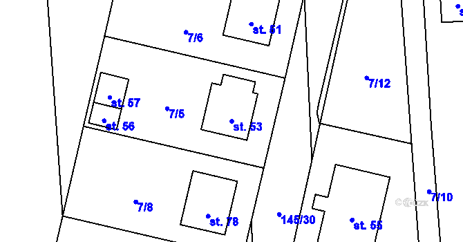 Parcela st. 53 v KÚ Senožaty u Bechyně, Katastrální mapa