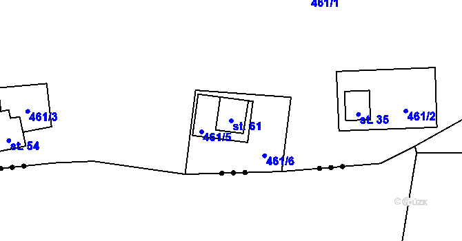 Parcela st. 61 v KÚ Senožaty u Bechyně, Katastrální mapa