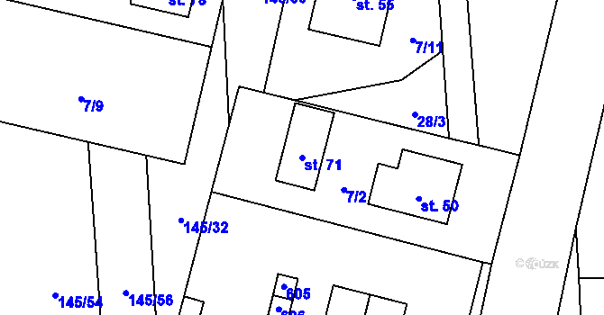 Parcela st. 71 v KÚ Senožaty u Bechyně, Katastrální mapa