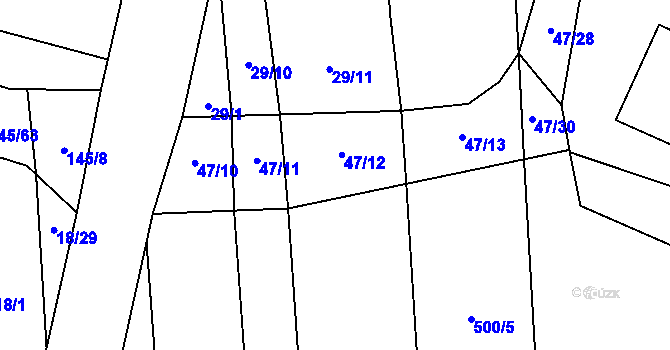 Parcela st. 47/12 v KÚ Senožaty u Bechyně, Katastrální mapa