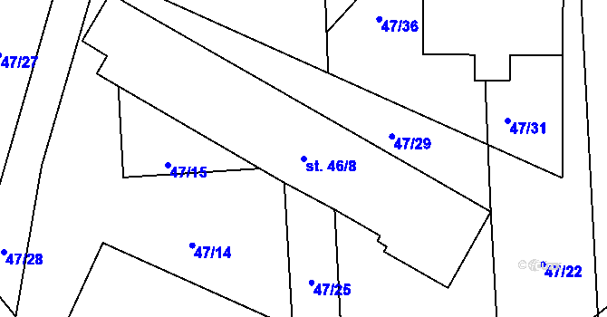 Parcela st. 46/8 v KÚ Senožaty u Bechyně, Katastrální mapa