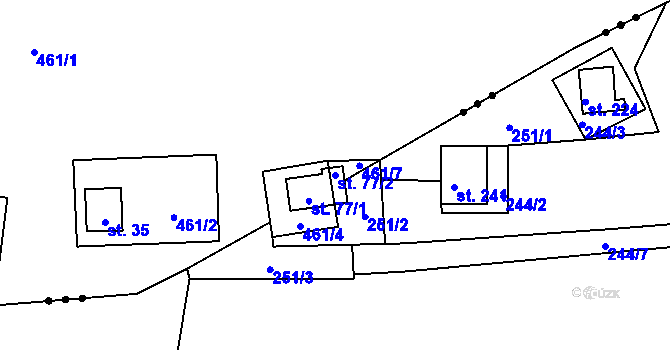 Parcela st. 77/2 v KÚ Senožaty u Bechyně, Katastrální mapa