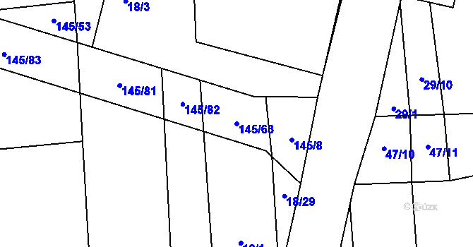 Parcela st. 145/63 v KÚ Senožaty u Bechyně, Katastrální mapa