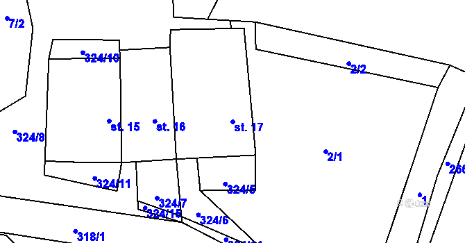 Parcela st. 17 v KÚ Bělá u Horní Cerekve, Katastrální mapa