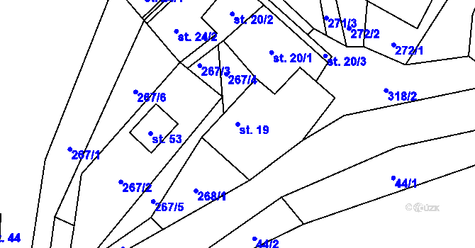 Parcela st. 19 v KÚ Bělá u Horní Cerekve, Katastrální mapa