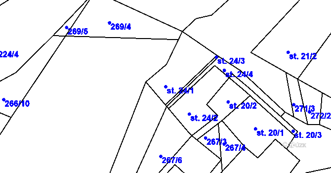 Parcela st. 24/1 v KÚ Bělá u Horní Cerekve, Katastrální mapa