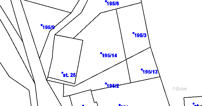 Parcela st. 195/14 v KÚ Bělá u Horní Cerekve, Katastrální mapa