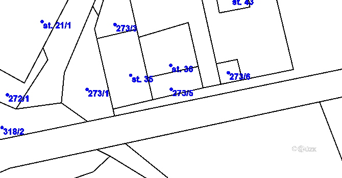 Parcela st. 273/5 v KÚ Bělá u Horní Cerekve, Katastrální mapa