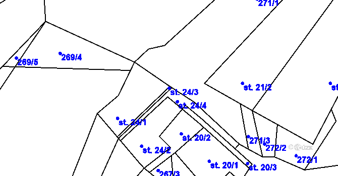 Parcela st. 24/3 v KÚ Bělá u Horní Cerekve, Katastrální mapa