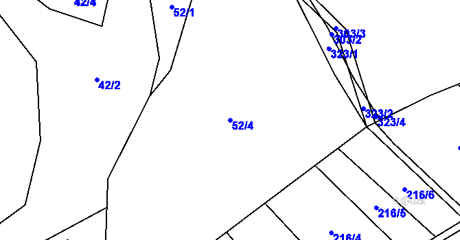 Parcela st. 52/4 v KÚ Bělá u Horní Cerekve, Katastrální mapa