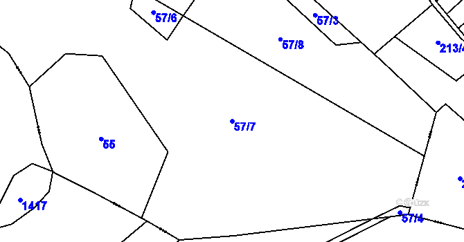 Parcela st. 57/7 v KÚ Bělá u Horní Cerekve, Katastrální mapa