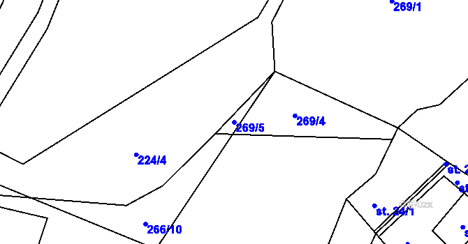 Parcela st. 269/5 v KÚ Bělá u Horní Cerekve, Katastrální mapa
