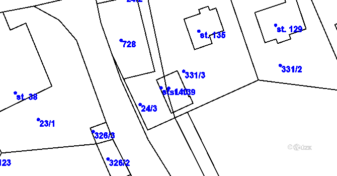 Parcela st. 139 v KÚ Bělá, Katastrální mapa