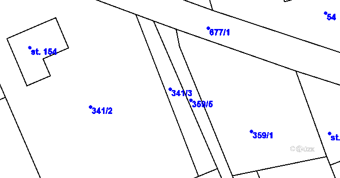 Parcela st. 341/3 v KÚ Bělá, Katastrální mapa