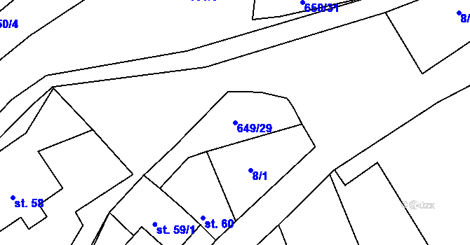 Parcela st. 649/29 v KÚ Bělá, Katastrální mapa