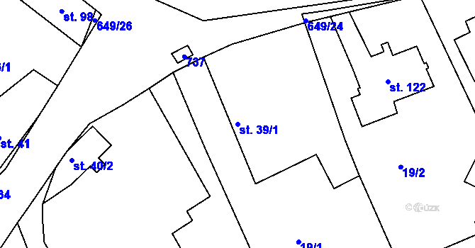 Parcela st. 39/1 v KÚ Bělá, Katastrální mapa