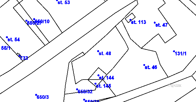 Parcela st. 48 v KÚ Bělá, Katastrální mapa
