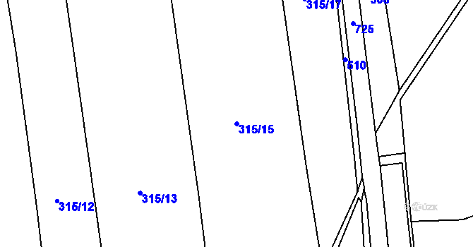 Parcela st. 315/15 v KÚ Bělá, Katastrální mapa