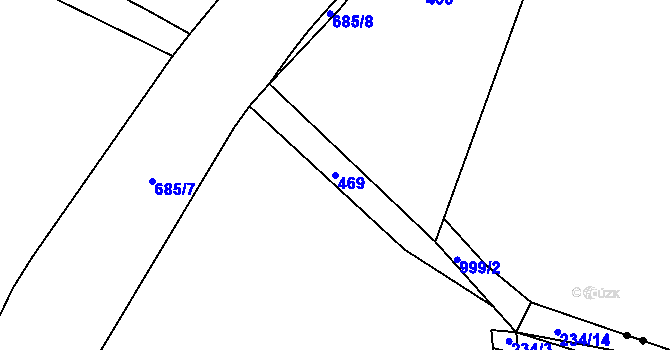 Parcela st. 469 v KÚ Bělá, Katastrální mapa